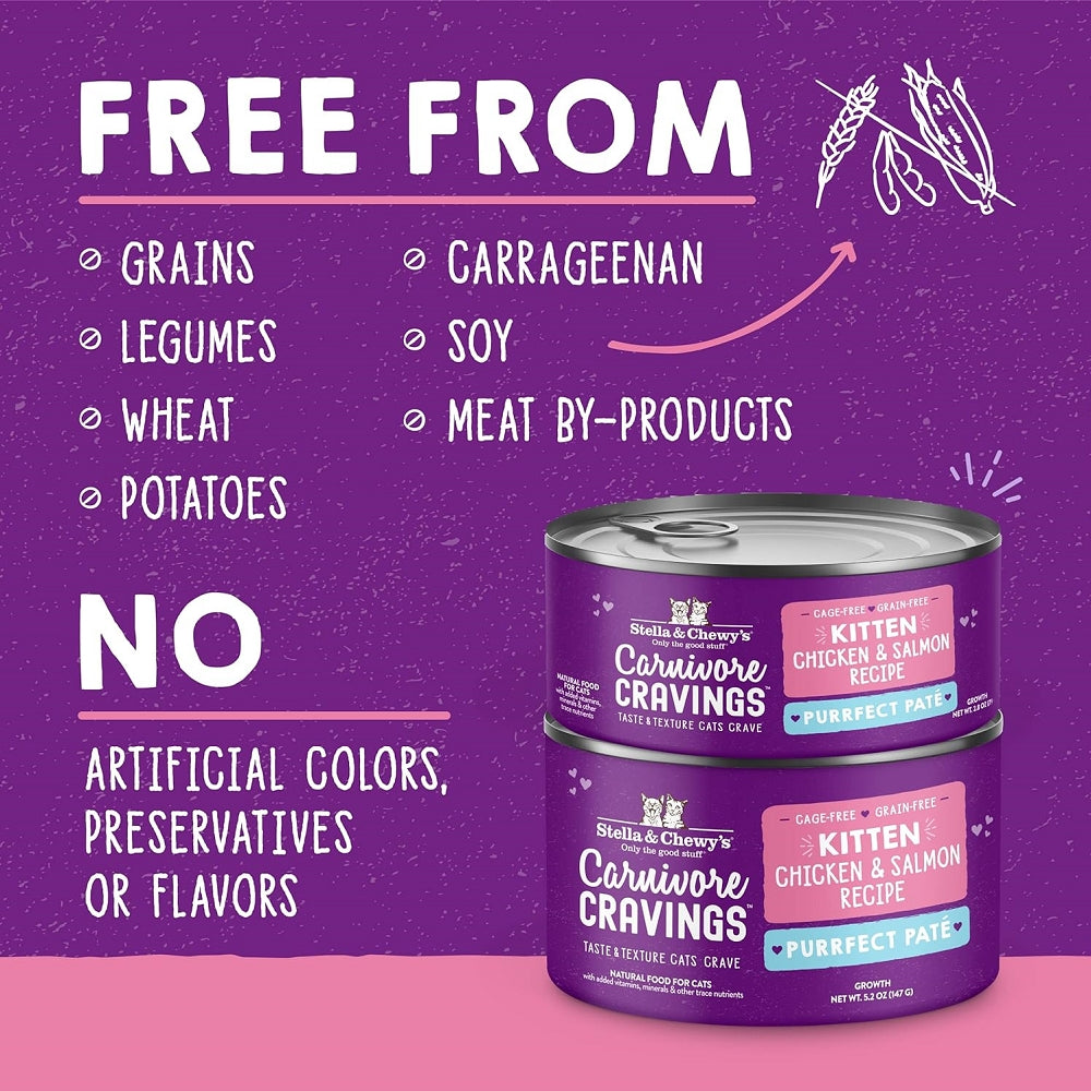 Carnivore Cravings  Kitten Chicken & Salmon 100% Complete Balance Diet Recipe Wet Cat Can
