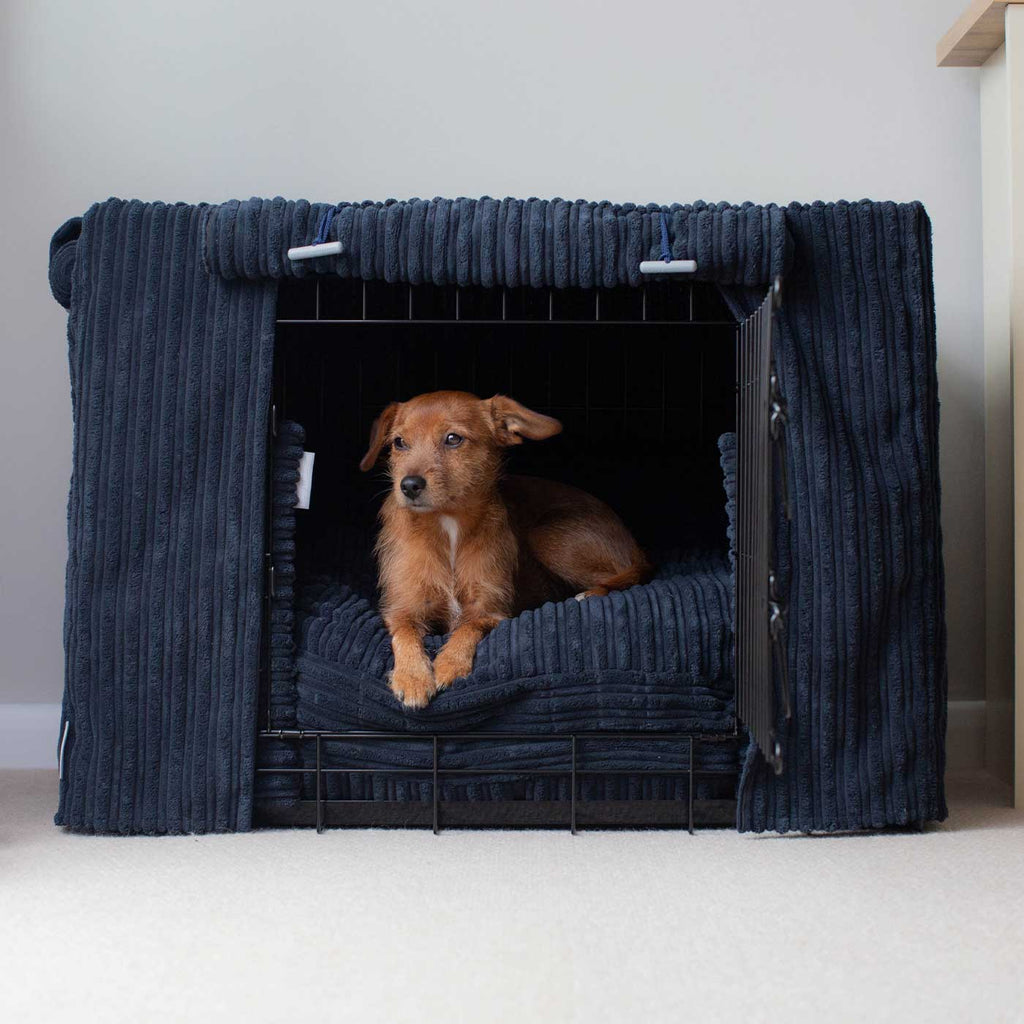 Dog Crate Set in Navy Essentials Plush by Lords & Labradors