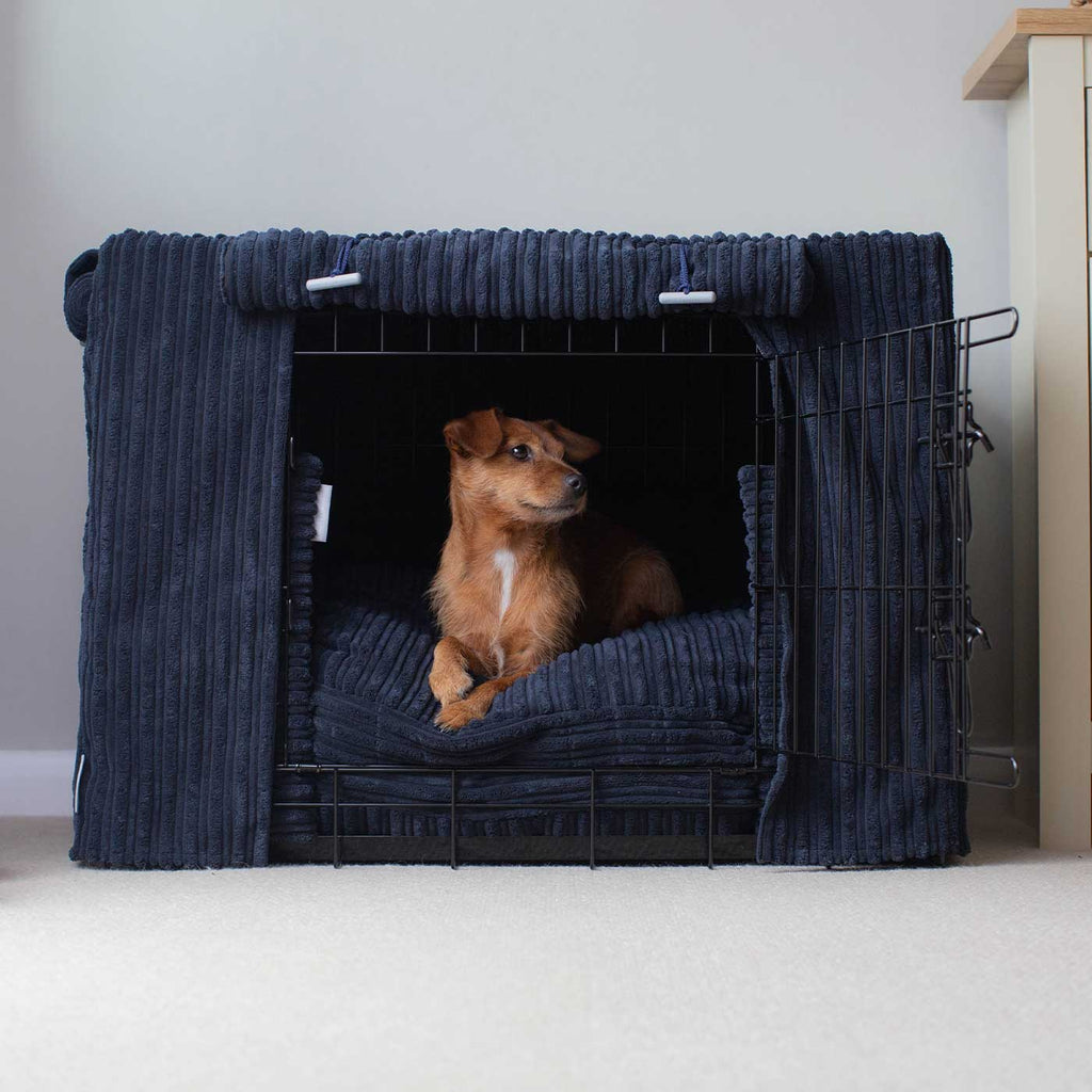 Dog Crate Set in Navy Essentials Plush by Lords & Labradors