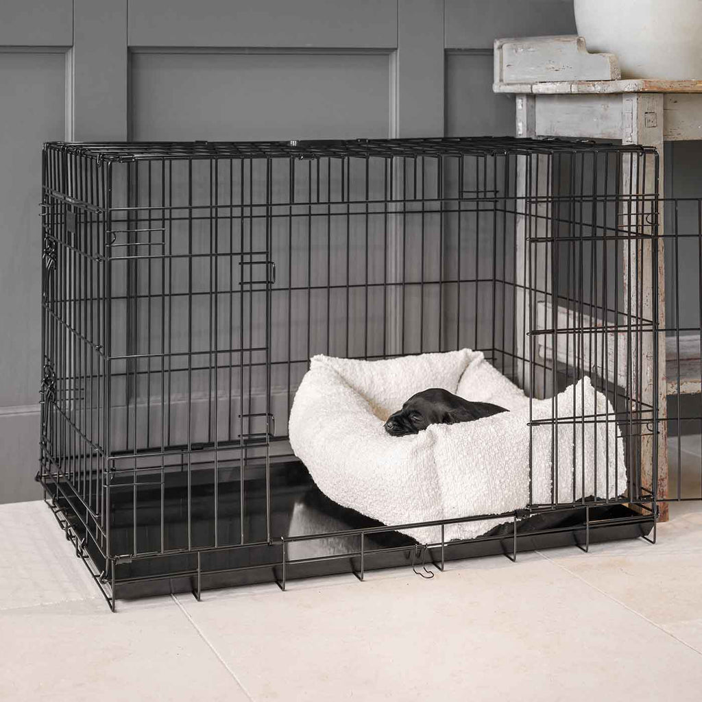 Dog Crate with Cosy & Calming Puppy Crate Bed in Ivory Bouclé by Lords & Labradors