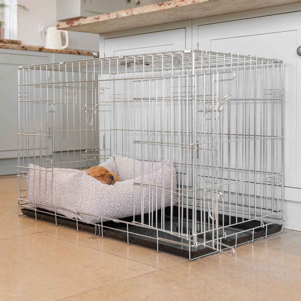 Dog Crate with Cosy & Calming Puppy Crate Bed in Mink Bouclé by Lords & Labradors