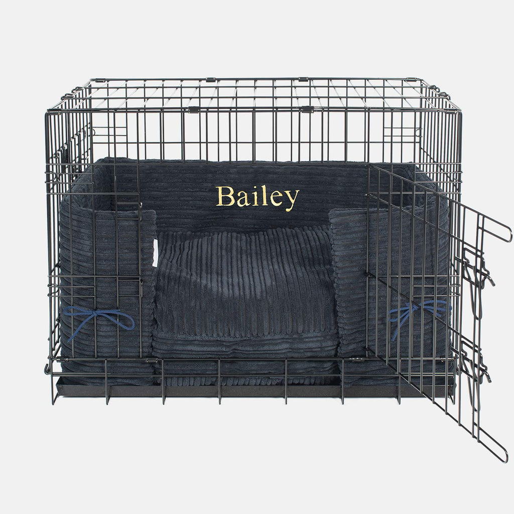 Dog Crate Bumper in Navy Essentials Plush by Lords & Labradors