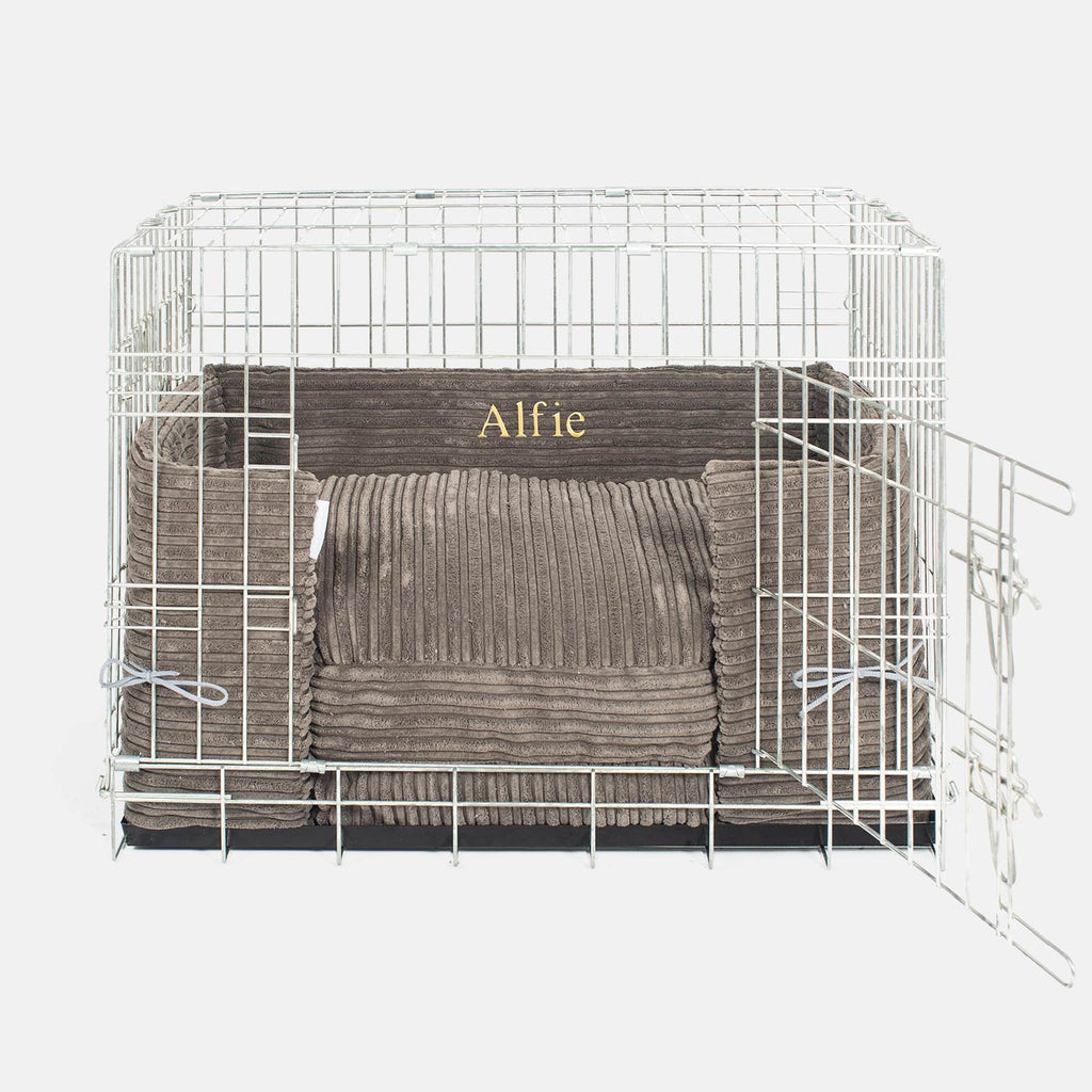 Dog Crate Bumper in Dark Grey Essentials Plush by Lords & Labradors
