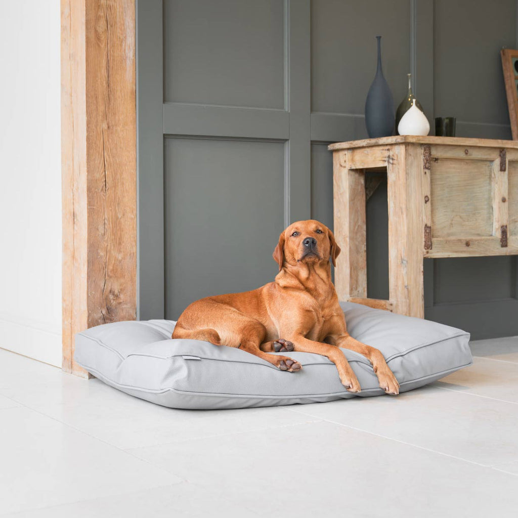 Dog Cushion With Removable Cover in Rhino Tough Granite Faux Leather by Lords & Labradors