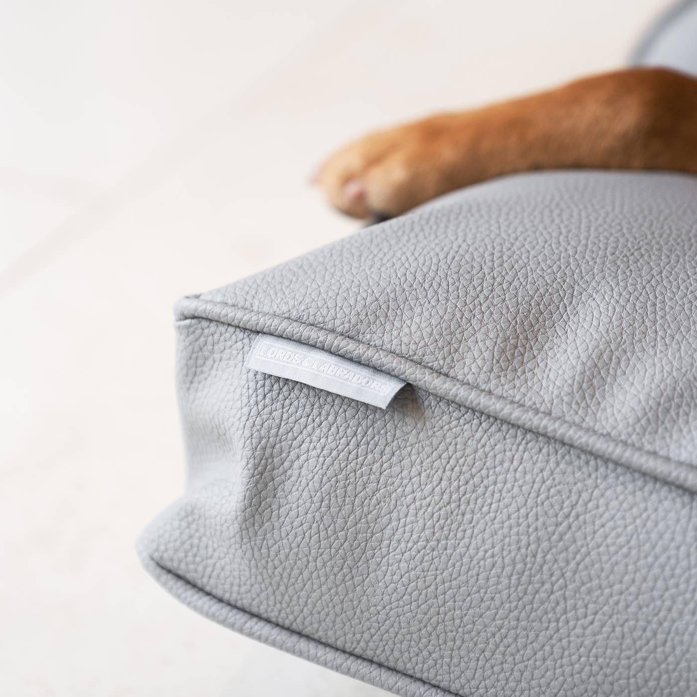 Dog Cushion With Removable Cover in Rhino Tough Granite Faux Leather by Lords & Labradors