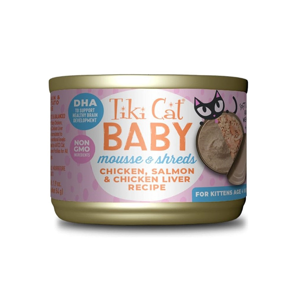 Baby - Mousse & Shreds For Kittens - Chicken , Salmon & Chicken Liver Cat Can