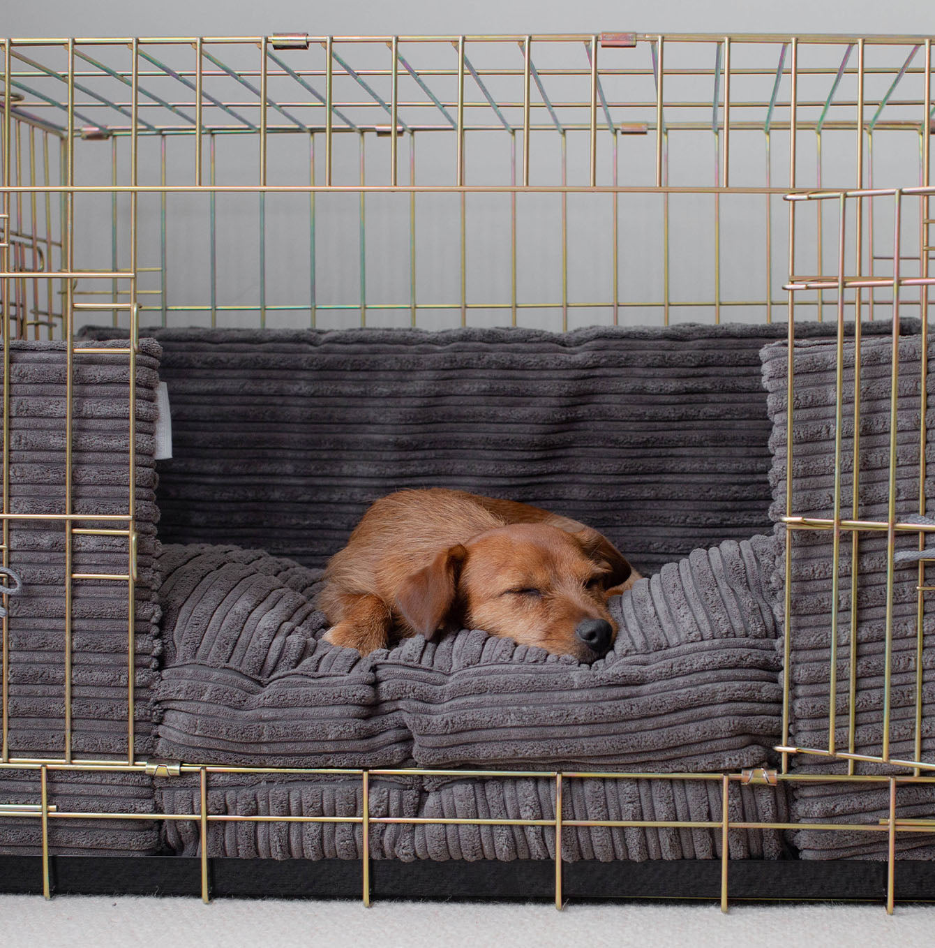 Dog Crate Bumper in Dark Grey Essentials Plush by Lords & Labradors