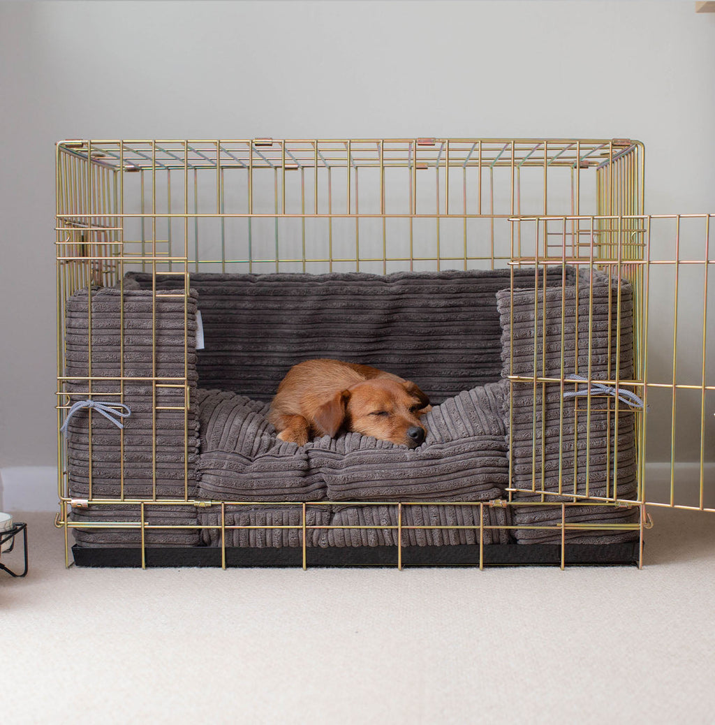 Dog Crate Bumper in Dark Grey Essentials Plush by Lords & Labradors