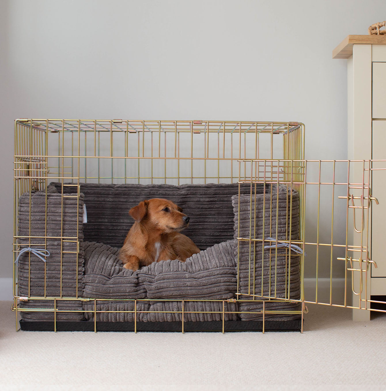 Dog Crate Bumper in Dark Grey Essentials Plush by Lords & Labradors