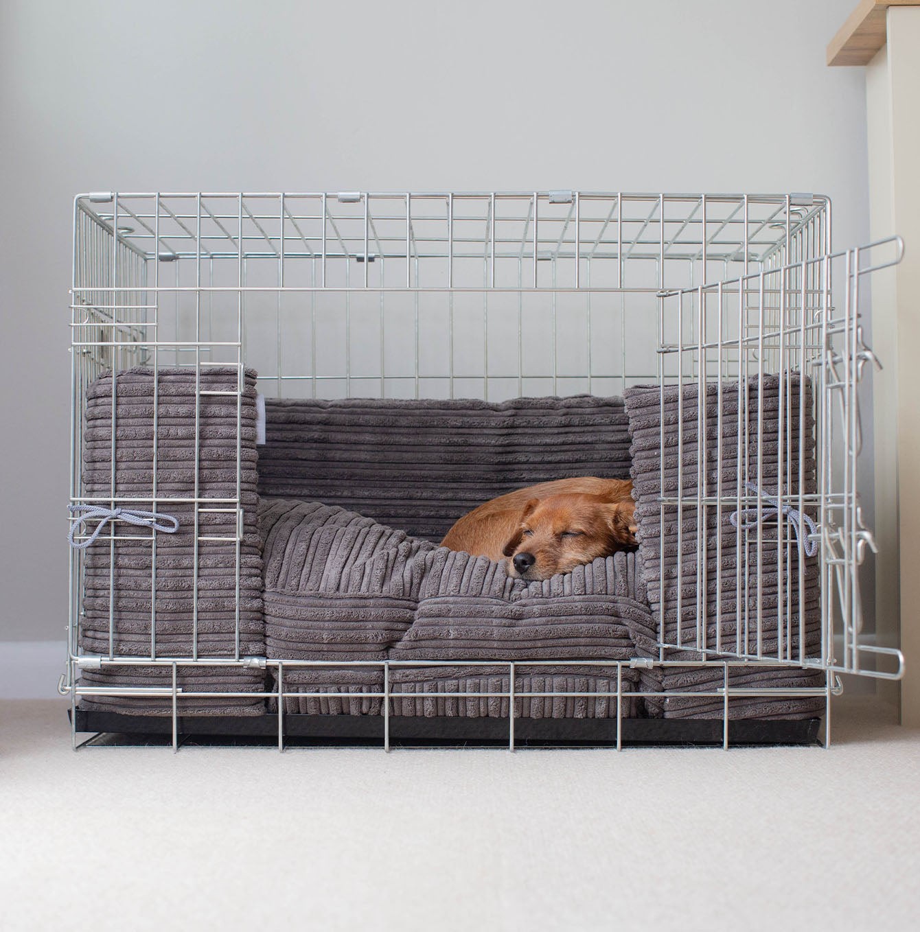 Dog Crate Bumper in Dark Grey Essentials Plush by Lords & Labradors