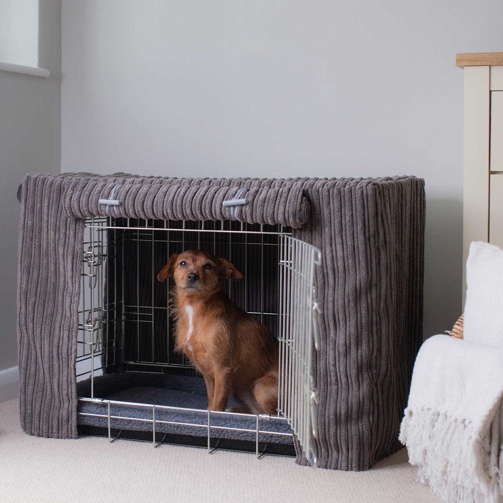 Dog Crate Cover in Dark Grey Essentials Plush by Lords & Labradors
