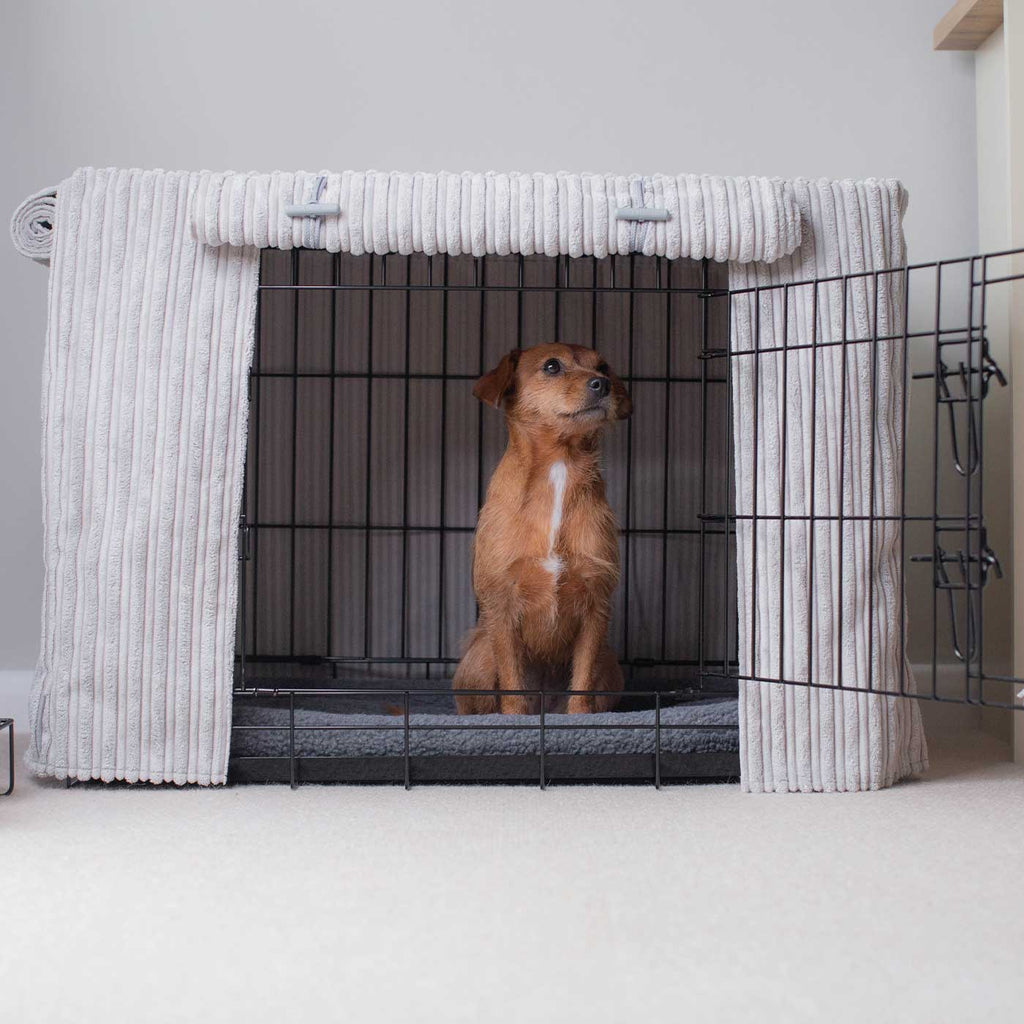 Dog Crate Cover in Light Grey Essentials Plush by Lords & Labradors