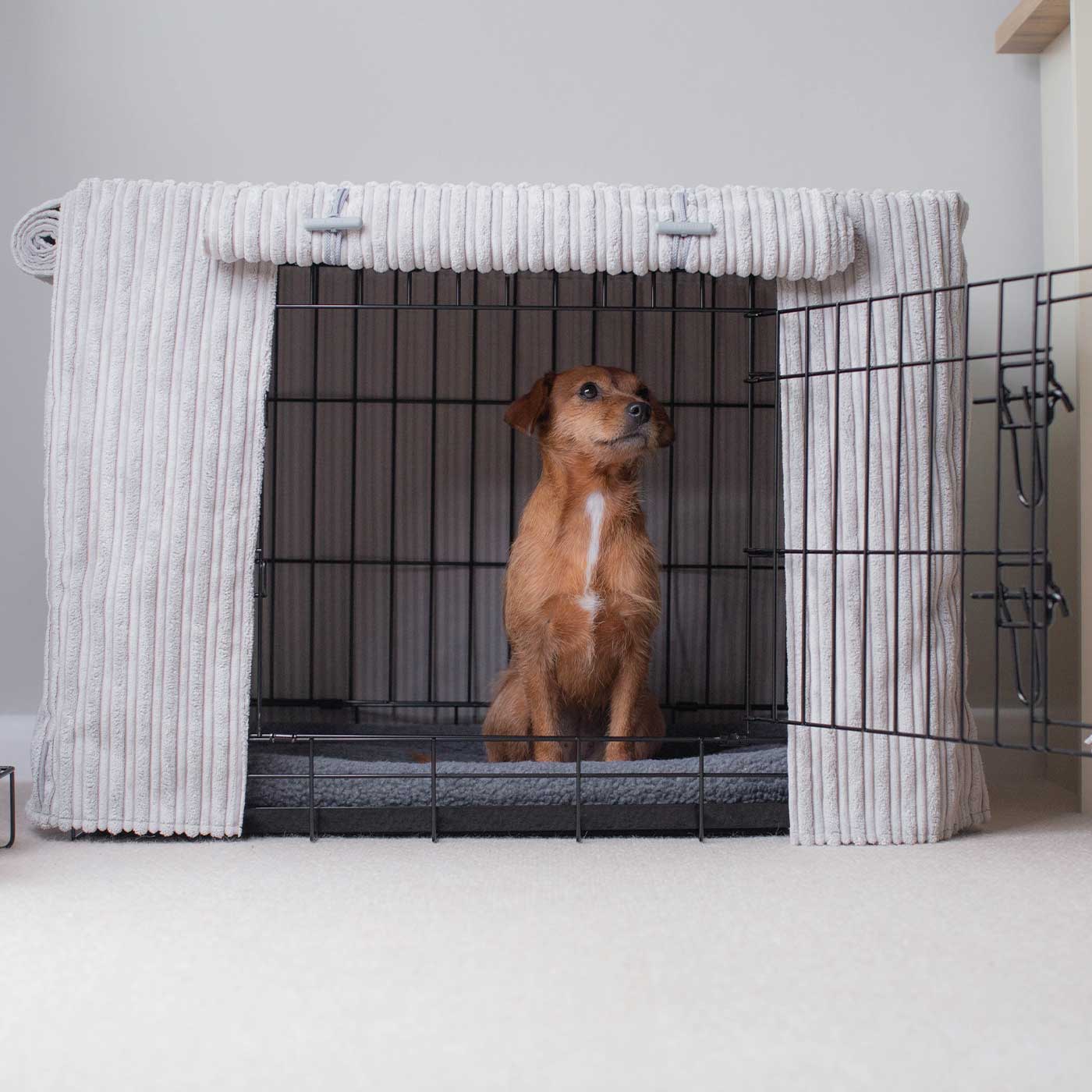 Dog Crate Cover in Light Grey Essentials Plush by Lords & Labradors