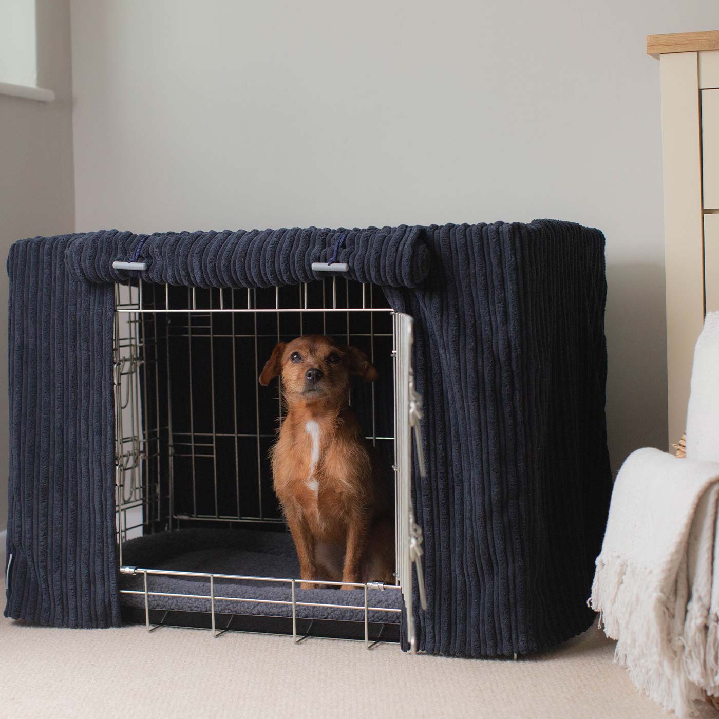 Dog Crate Cover in Navy Essentials Plush by Lords & Labradors
