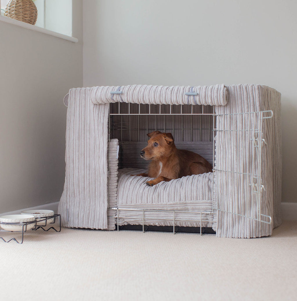 Dog Crate Set in Light Grey Essentials Plush by Lords & Labradors