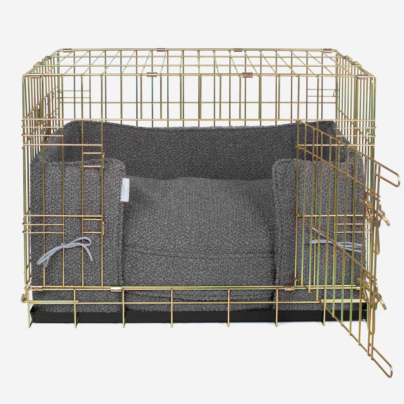 Dog Crate with Cushion & Bumper in Granite Bouclé by Lords & Labradors