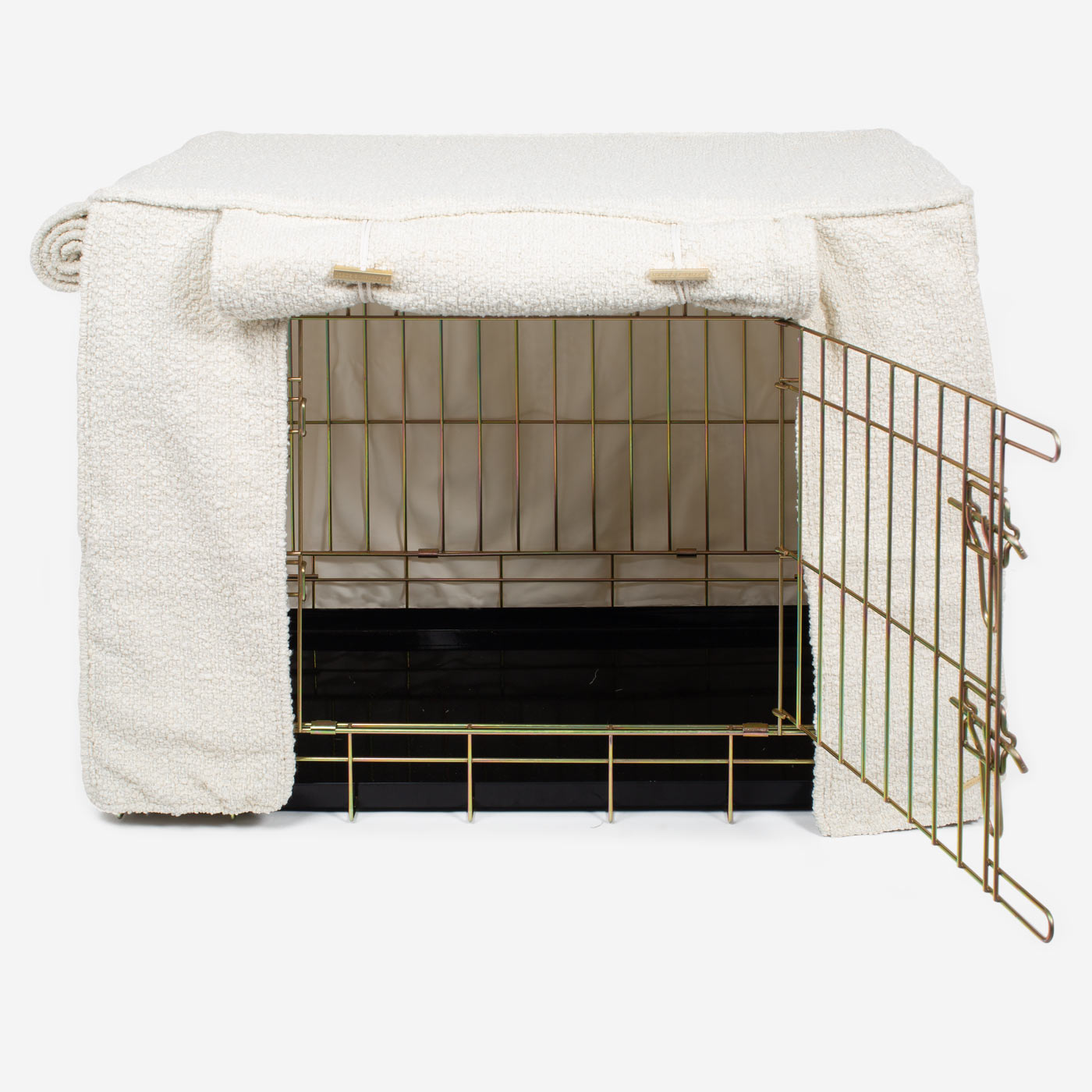 Dog Crate with Crate Cover in Ivory Bouclé by Lords & Labradors
