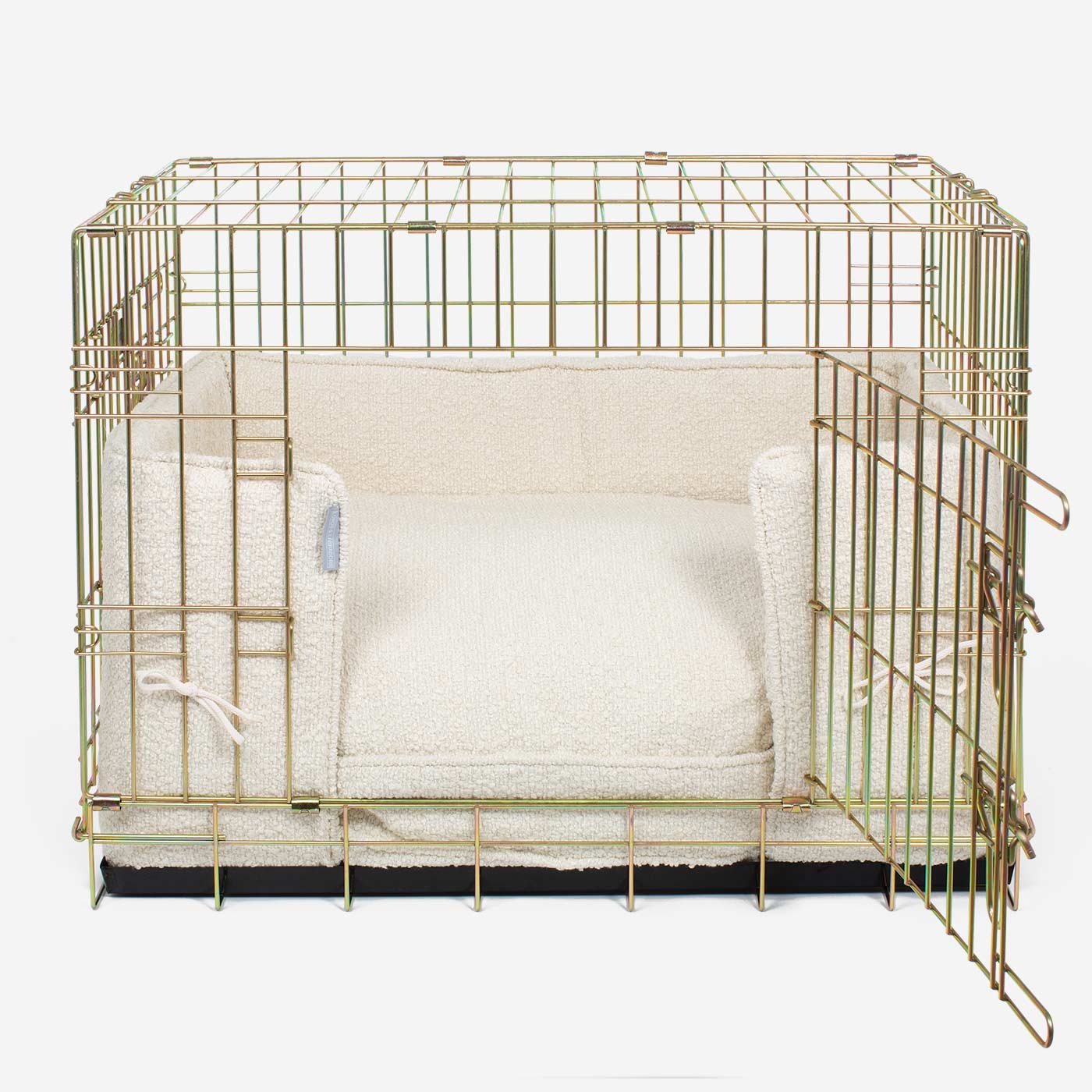 Dog Crate with Cushion & Bumper in Ivory Bouclé by Lords & Labradors