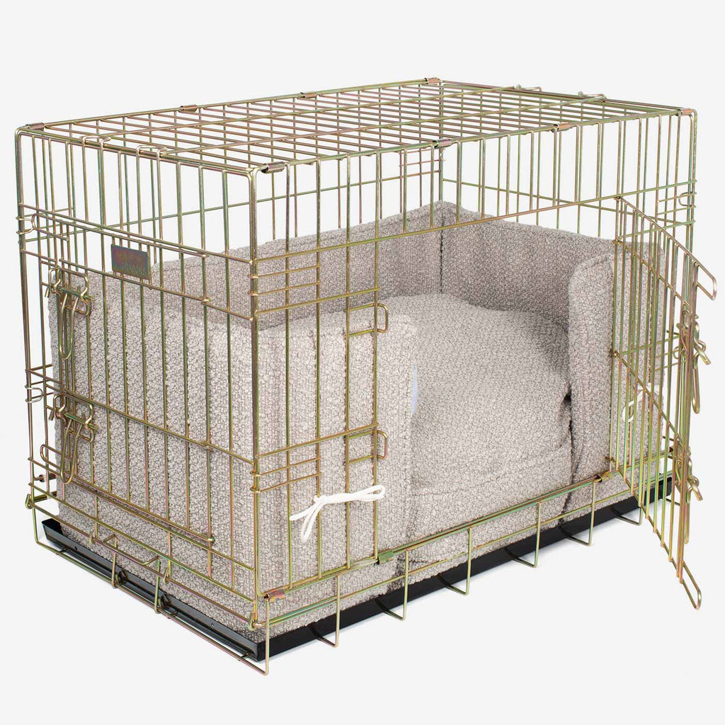 Dog Crate with Cushion & Bumper in Mink Bouclé by Lords & Labradors