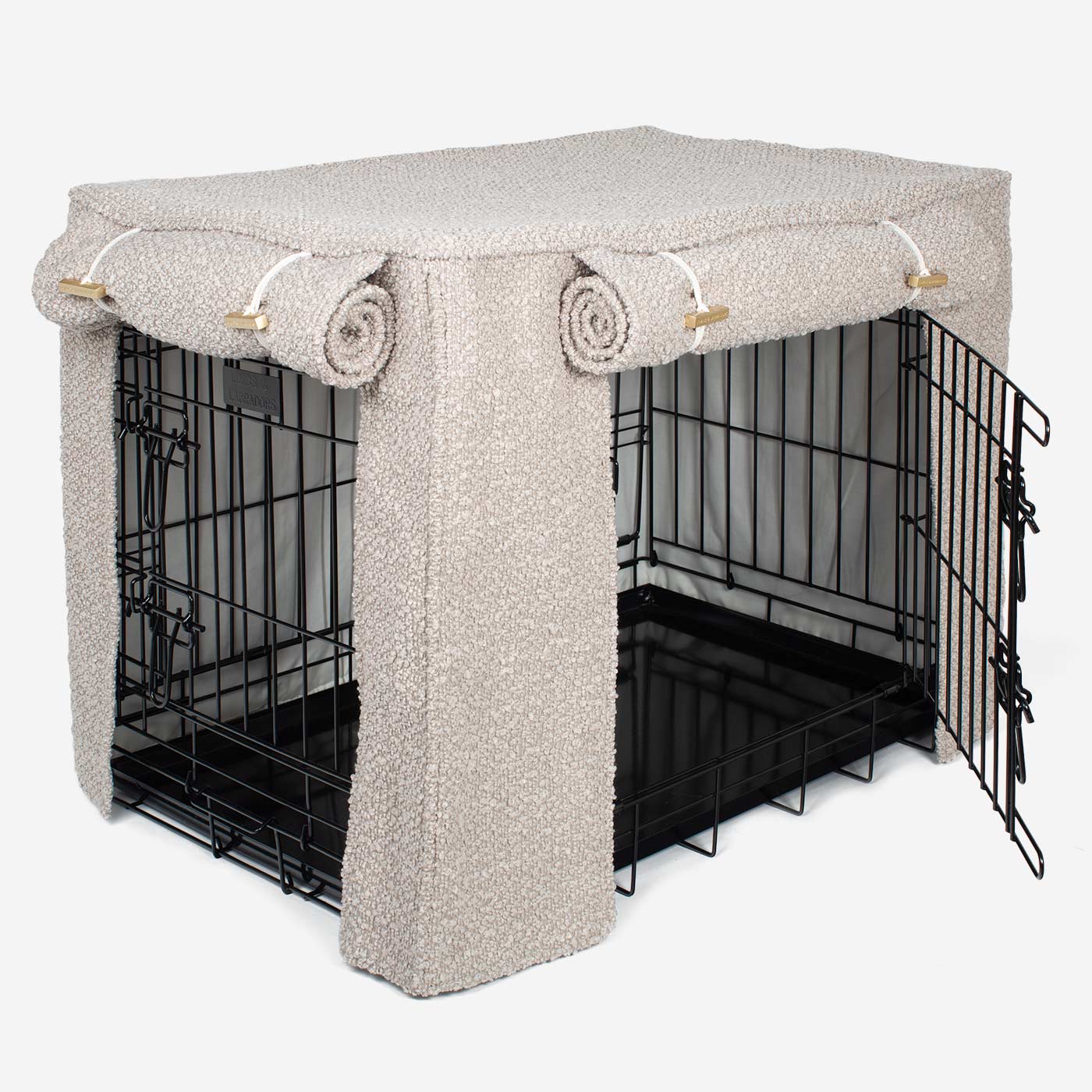 Dog Crate Cover in Mink Bouclé by Lords & Labradors