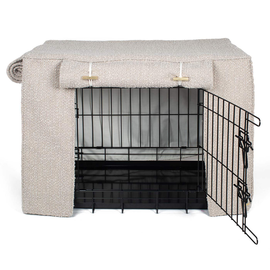 Dog Crate Cover in Mink Bouclé by Lords & Labradors