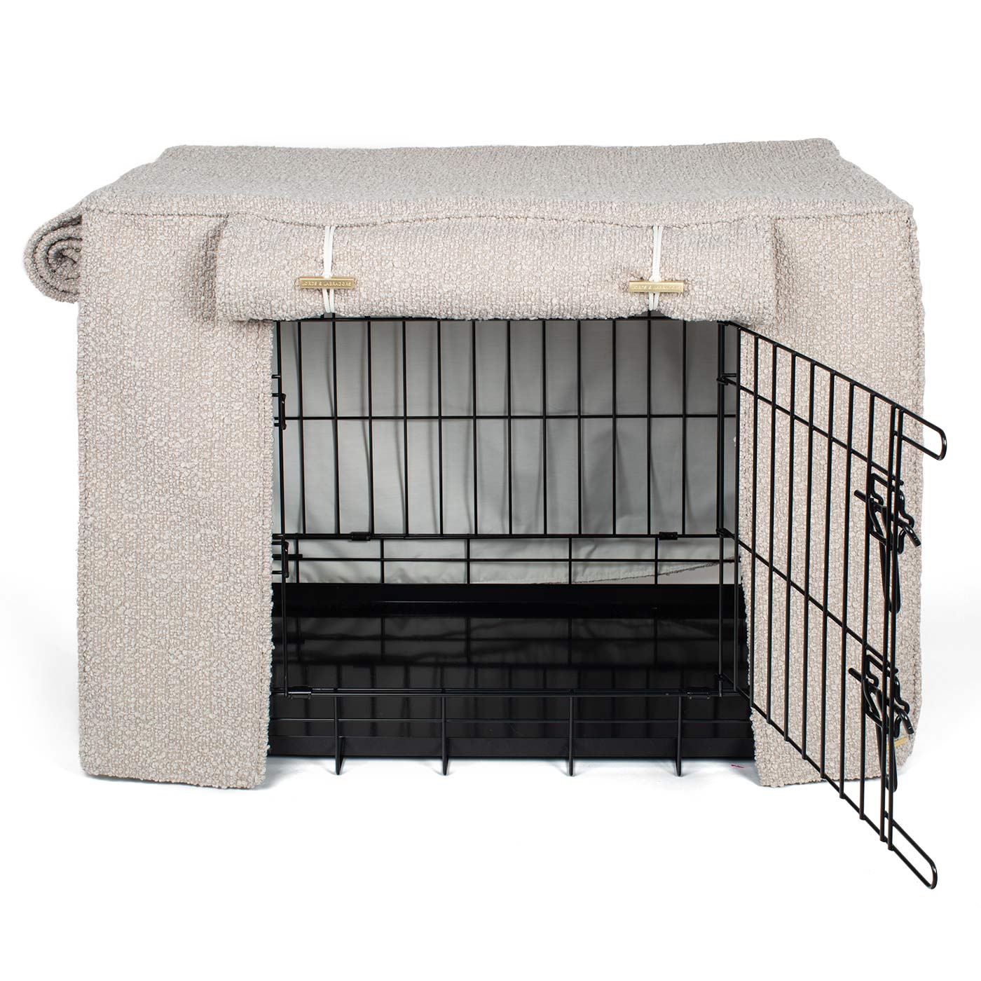 Dog Crate Cover in Mink Bouclé by Lords & Labradors