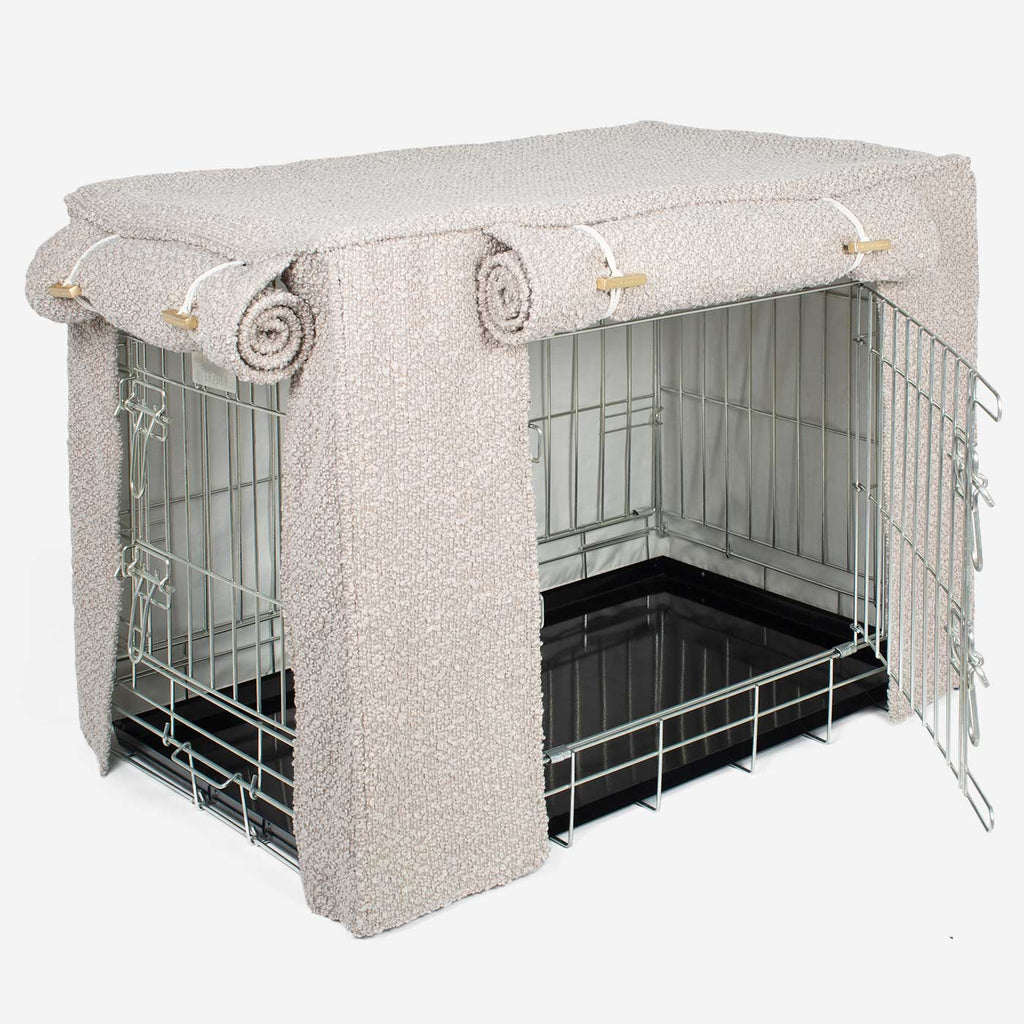 Dog Crate Cover in Mink Bouclé by Lords & Labradors