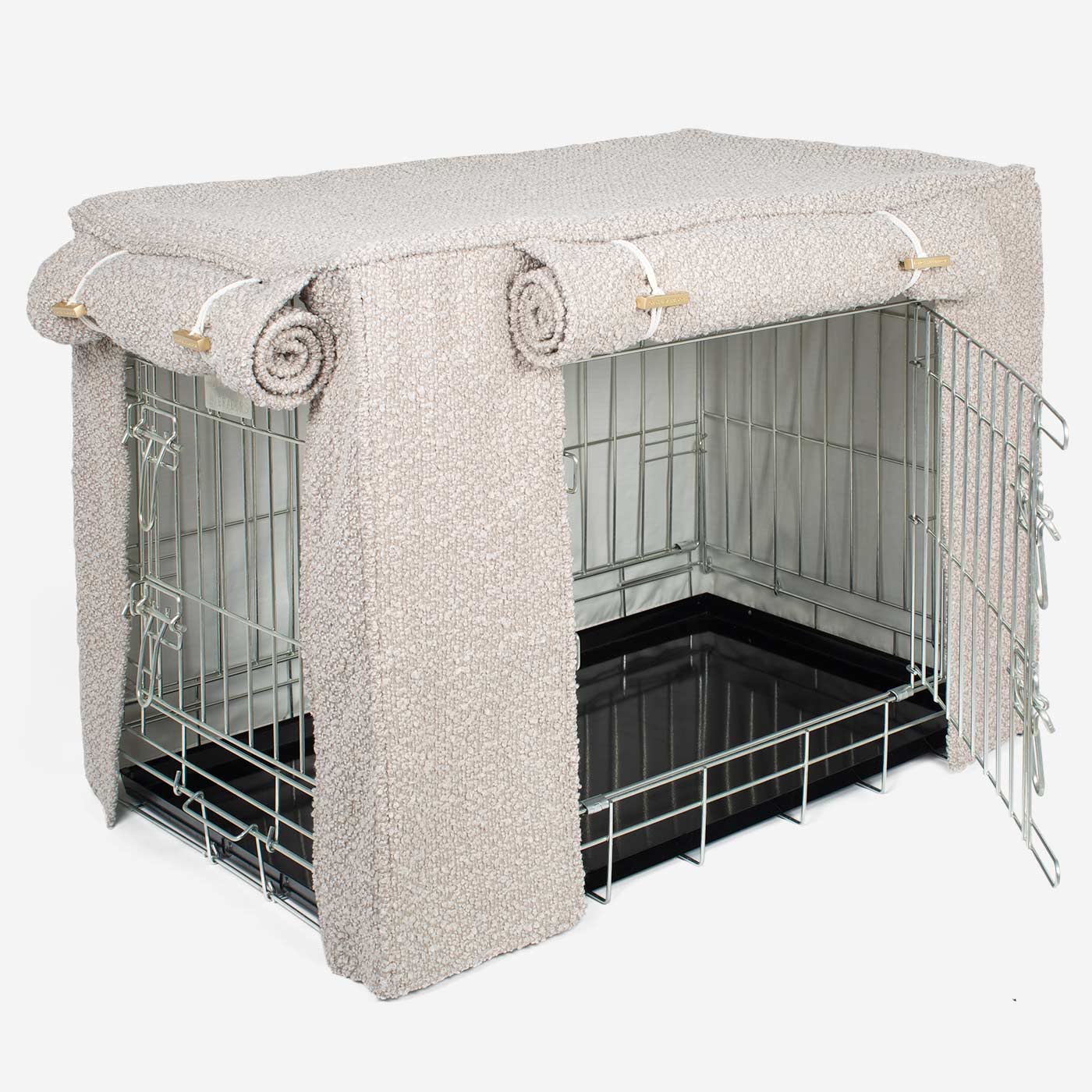 Dog Crate Cover in Mink Bouclé by Lords & Labradors