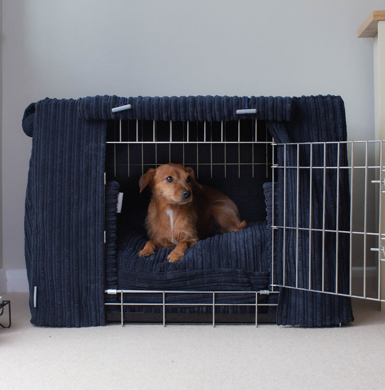 Dog Crate Set in Navy Essentials Plush by Lords & Labradors